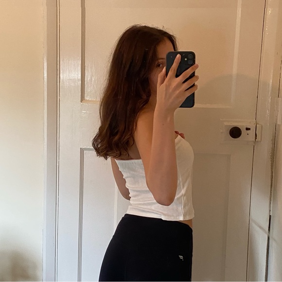 White bandeau with pink lace and rose - Picture 2 of 2